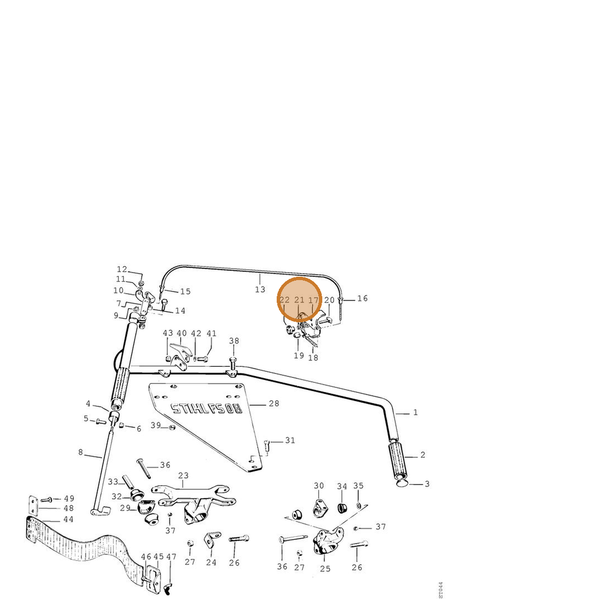 STIHL part 0000-997-1002 — IPL diagram snippet (6x zoom, amber highlight)