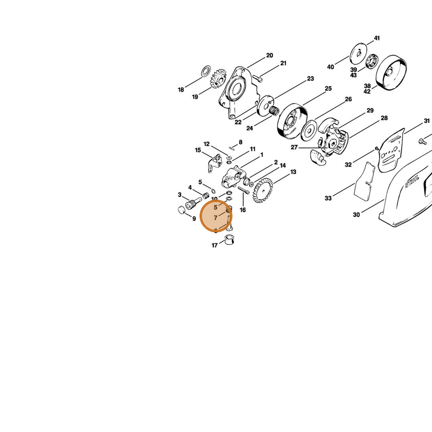 STIHL part 0000-997-1200 — IPL diagram snippet (6x zoom, amber highlight)