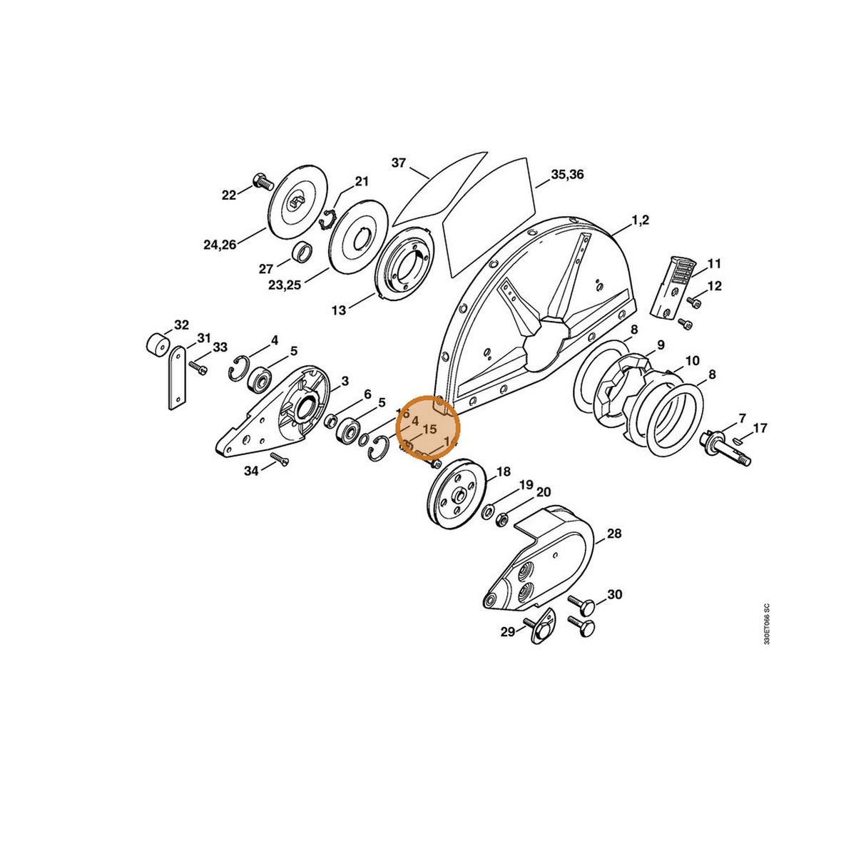 STIHL part 0000-997-1303 — IPL diagram snippet (6x zoom, amber highlight)