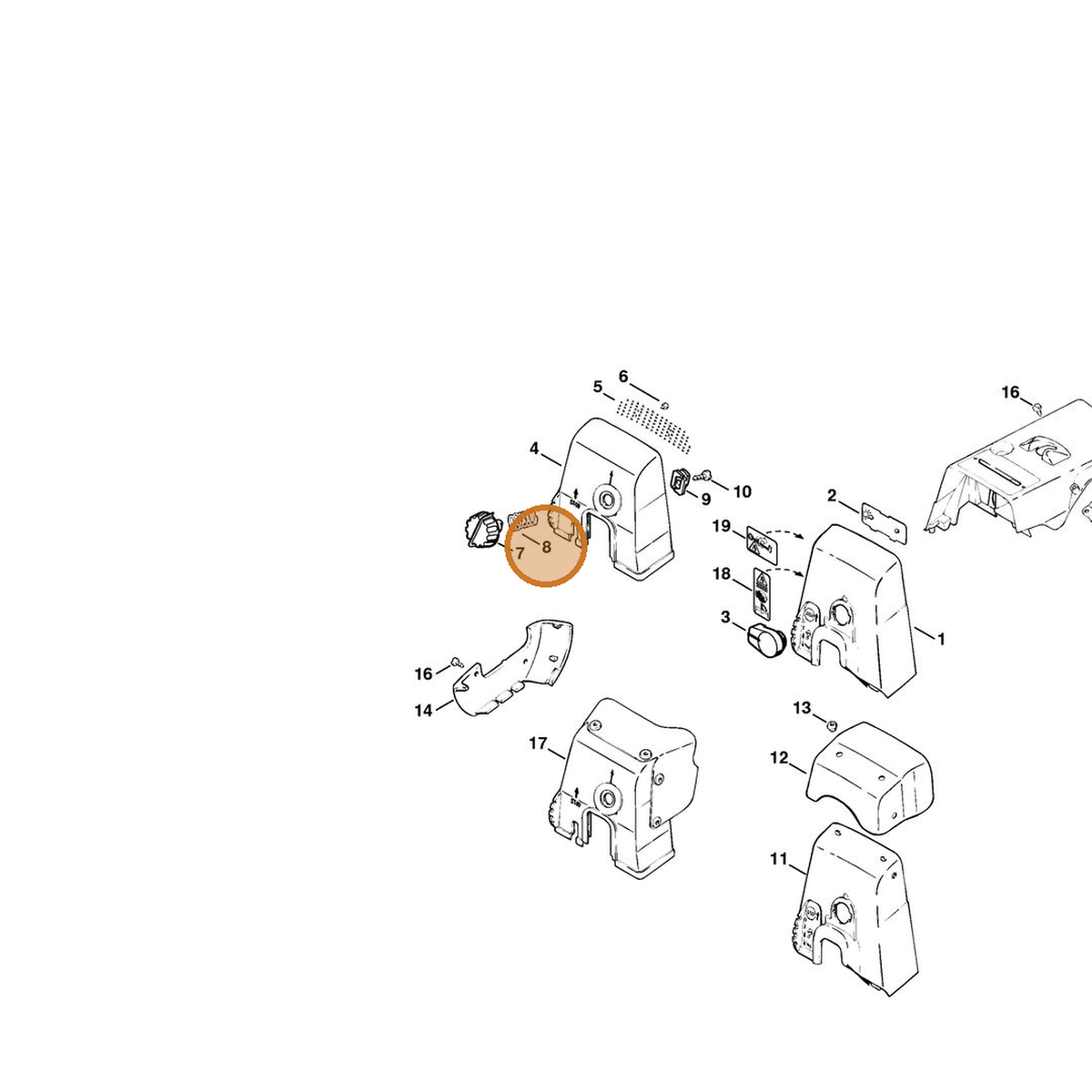 STIHL part 0000-997-1335 — IPL diagram snippet (6x zoom, amber highlight)