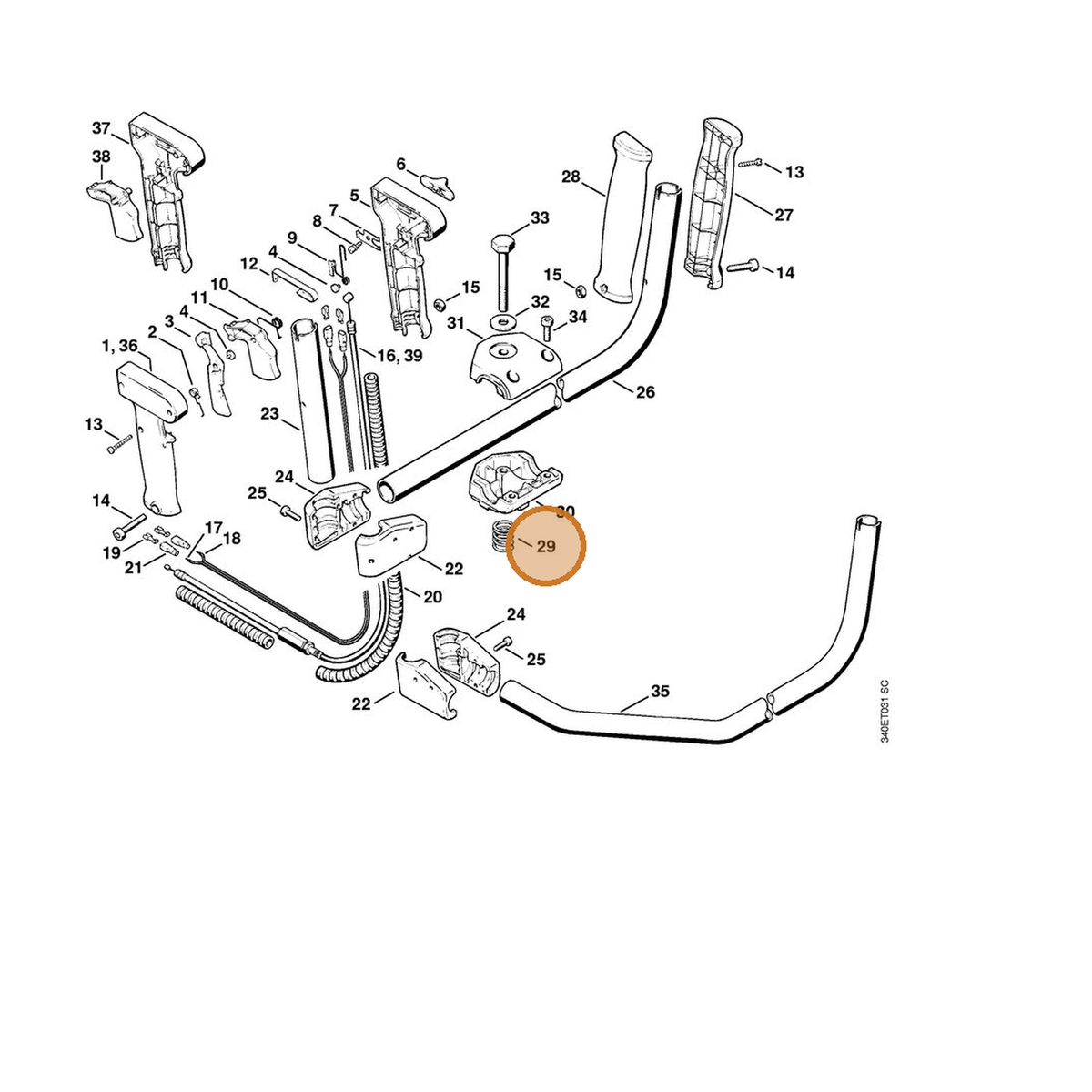 STIHL part 0000-997-1701 — IPL diagram snippet (6x zoom, amber highlight)
