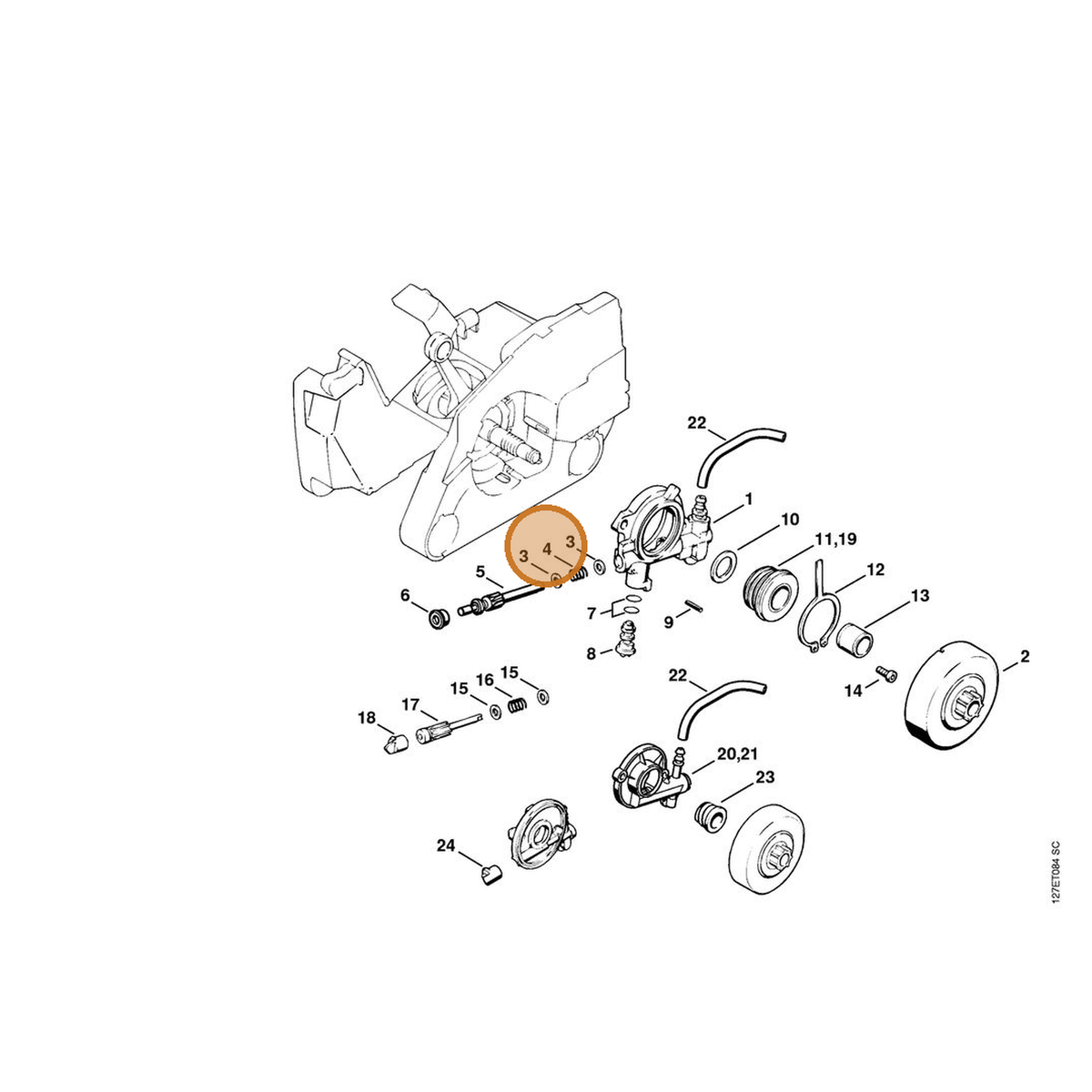STIHL part 0000-997-2002 — IPL diagram snippet (6x zoom, amber highlight)