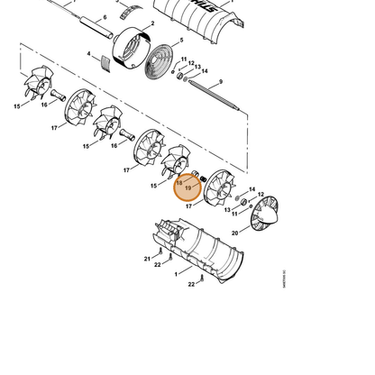 STIHL part 0000-997-2007 — IPL diagram snippet (6x zoom, amber highlight)