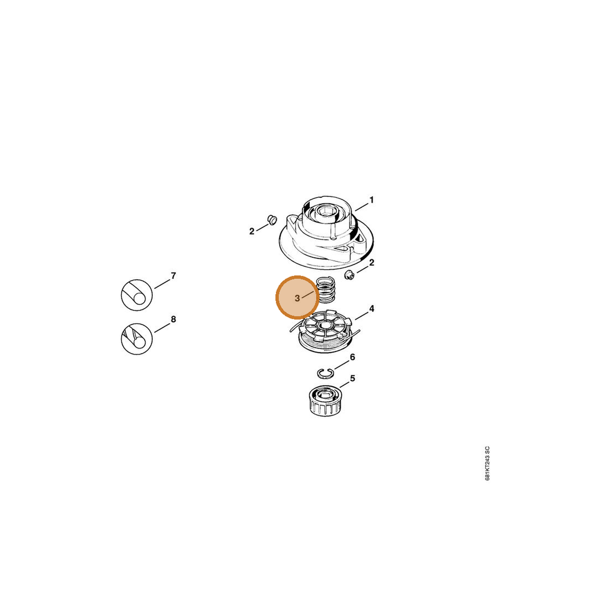 STIHL part 0000-997-3100 — IPL diagram snippet (6x zoom, amber highlight)