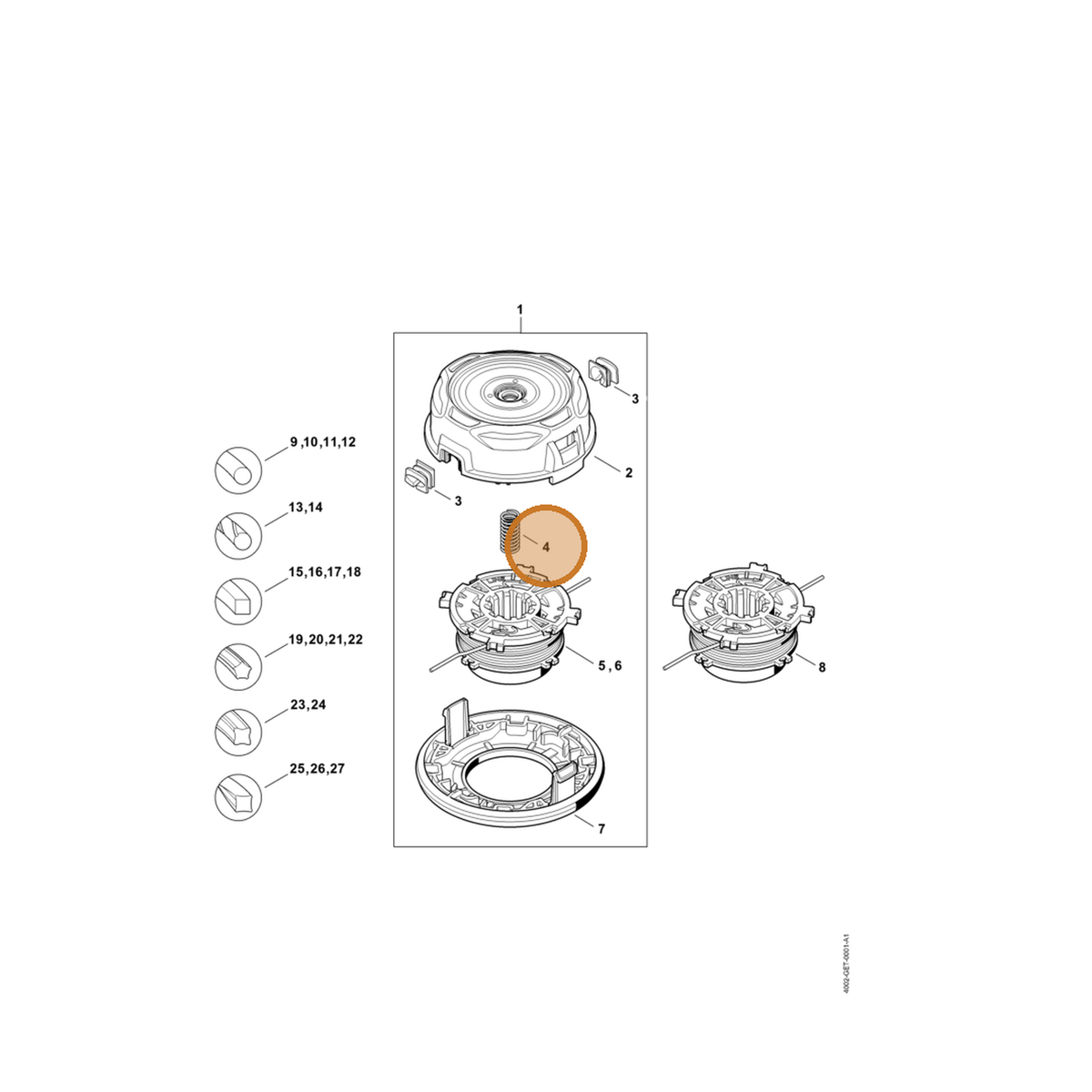 STIHL part 0000-997-3102 — IPL diagram snippet (6x zoom, amber highlight)