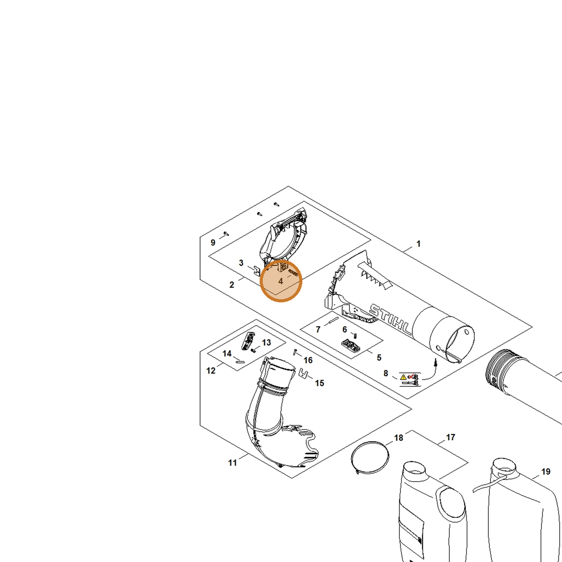 STIHL part 0000-997-3805 — IPL diagram snippet (6x zoom, amber highlight)