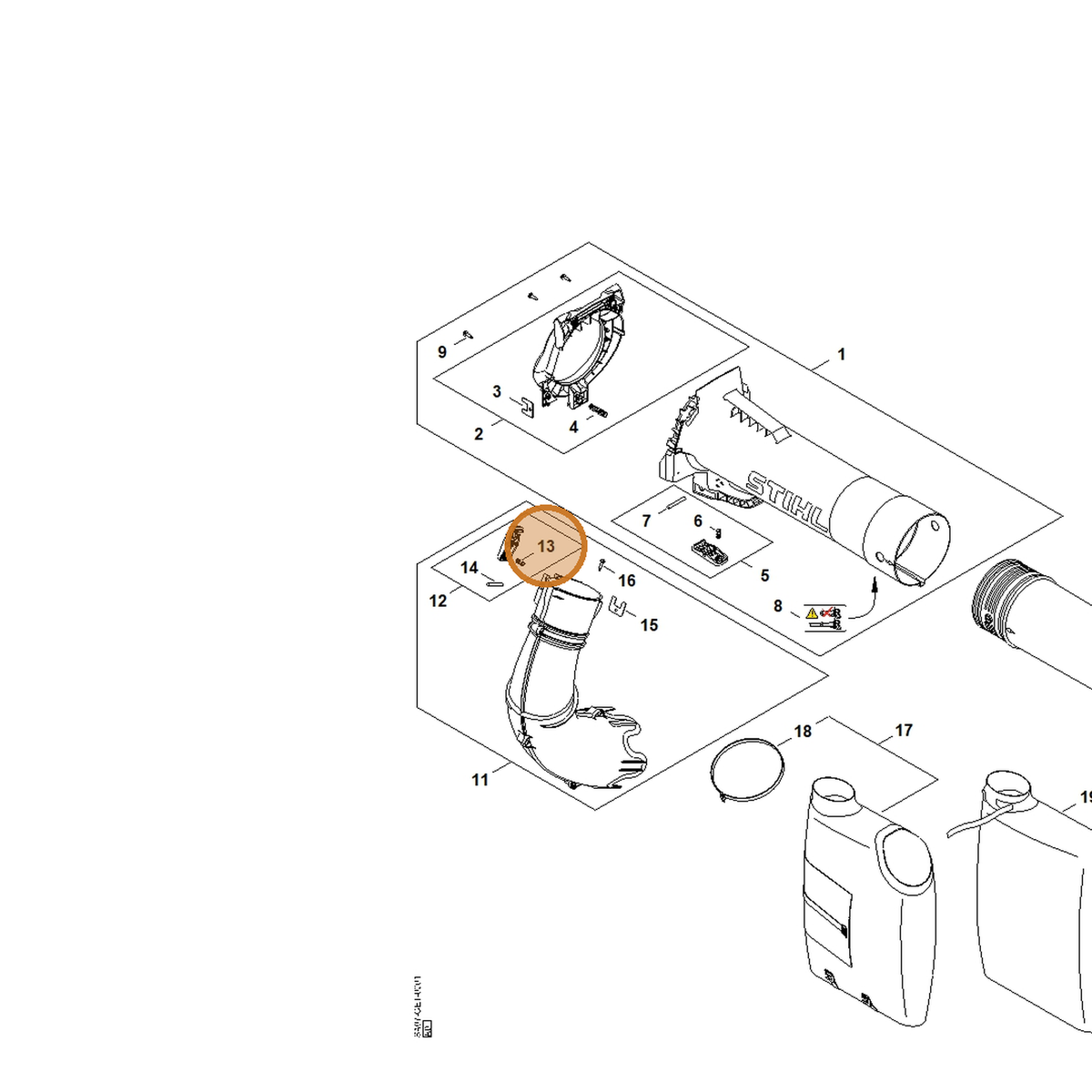 STIHL part 0000-997-3806 — IPL diagram snippet (6x zoom, amber highlight)