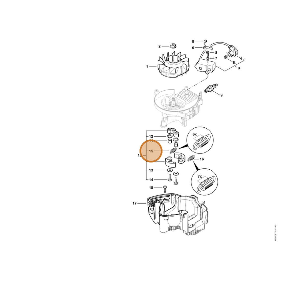 STIHL part 0000-997-5523 — IPL diagram snippet (6x zoom, amber highlight)