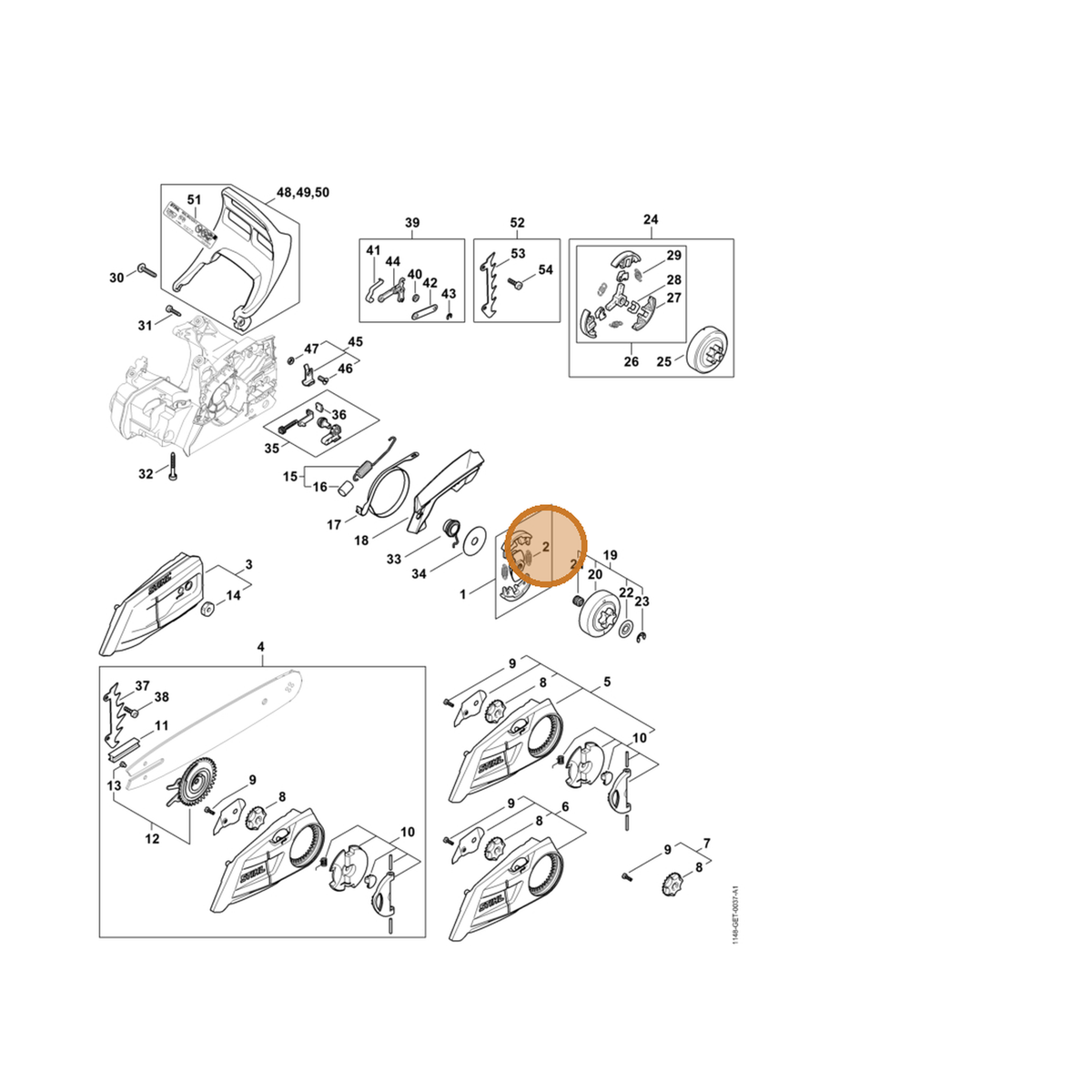 STIHL part 0000-997-5524 — IPL diagram snippet (6x zoom, amber highlight)
