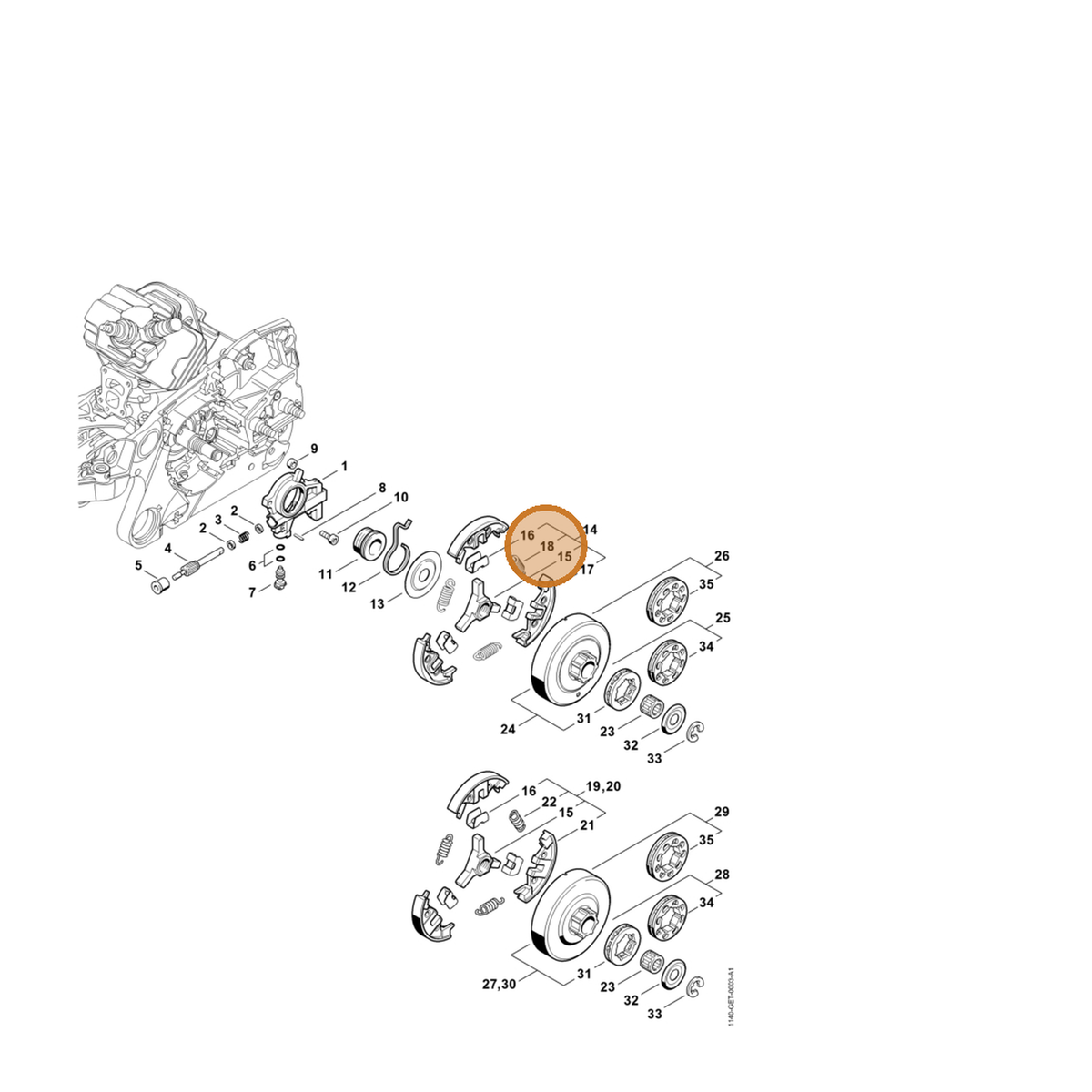 STIHL part 0000-997-5606 — IPL diagram snippet (6x zoom, amber highlight)