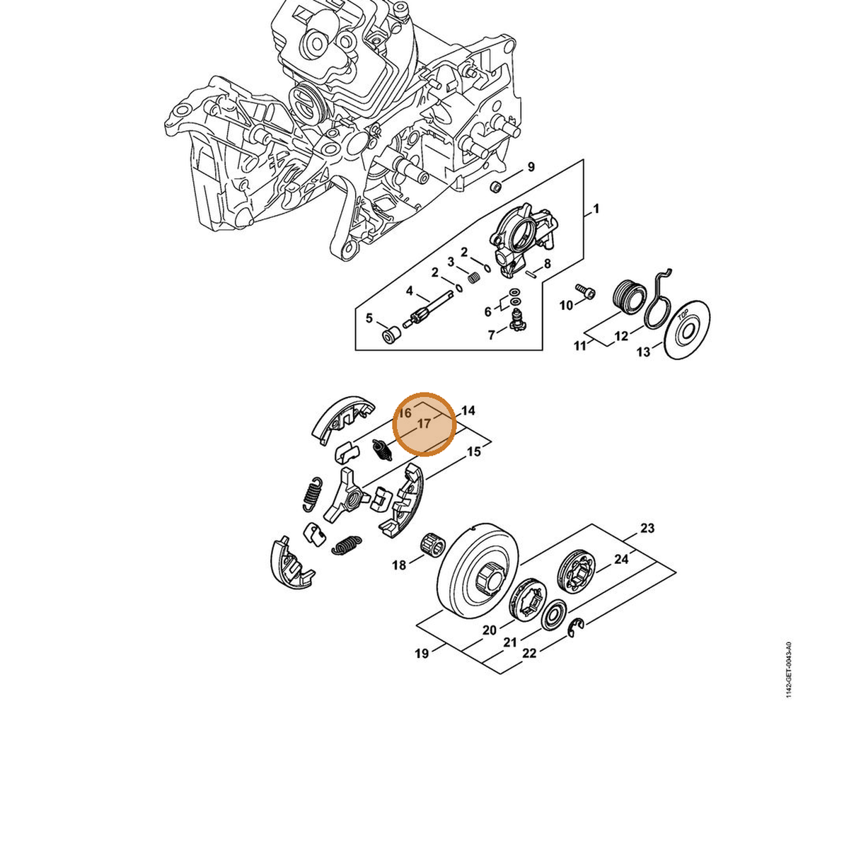 STIHL part 0000-997-5609 — IPL diagram snippet (6x zoom, amber highlight)