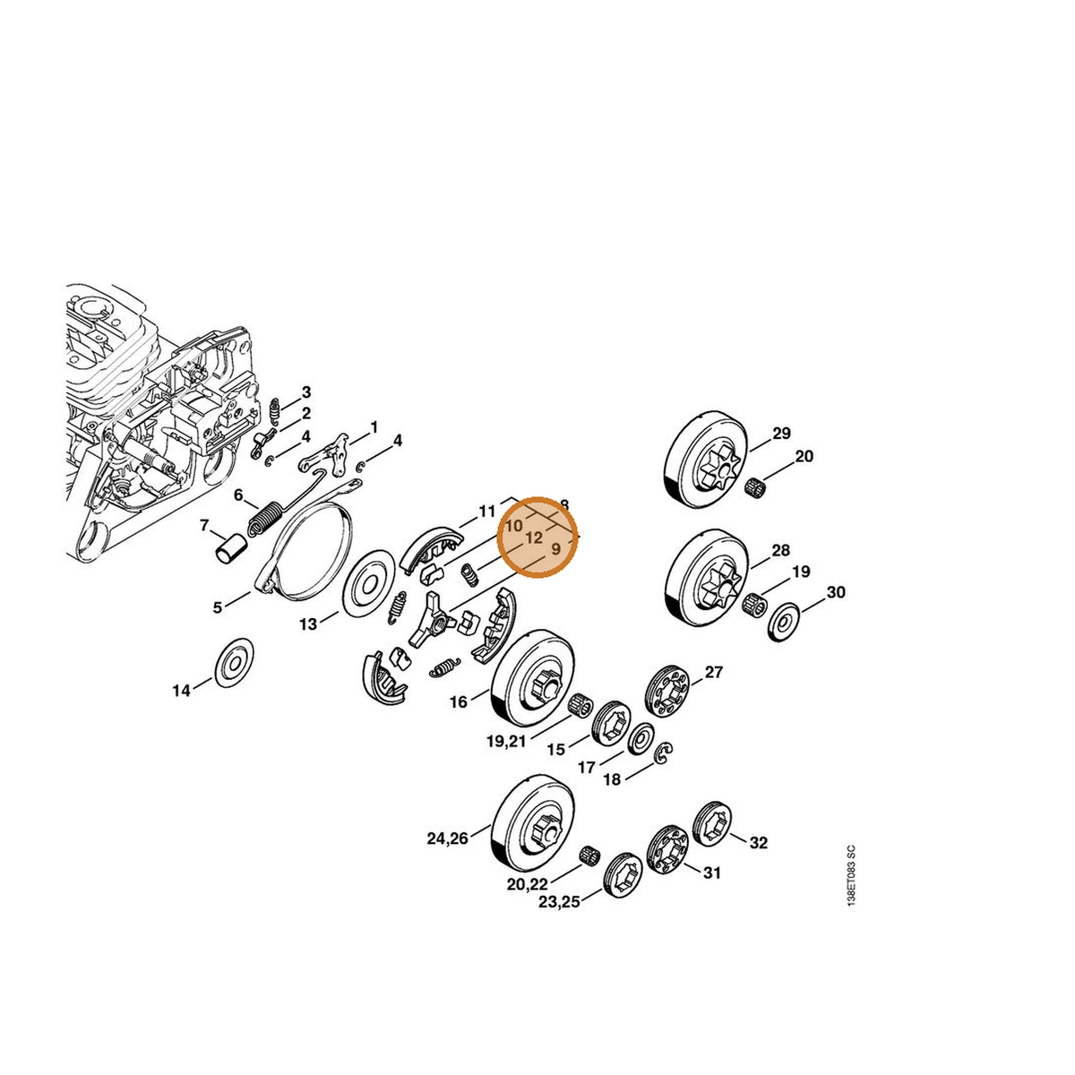 STIHL part 0000-997-5815 — IPL diagram snippet (6x zoom, amber highlight)