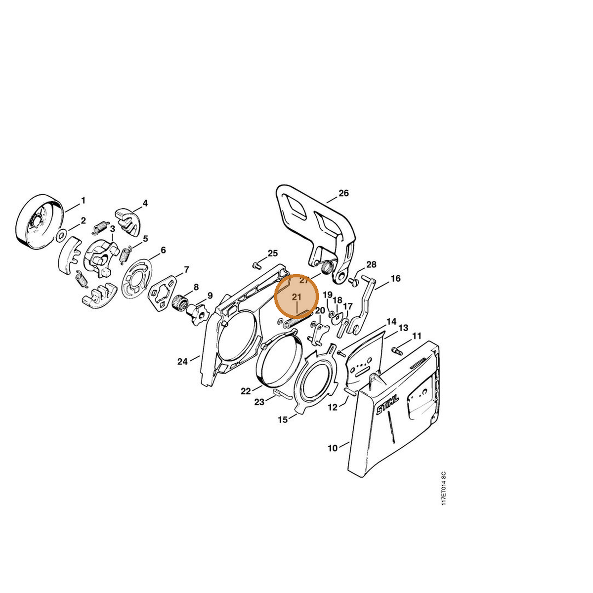 STIHL part 0000-997-6004 — IPL diagram snippet (6x zoom, amber highlight)