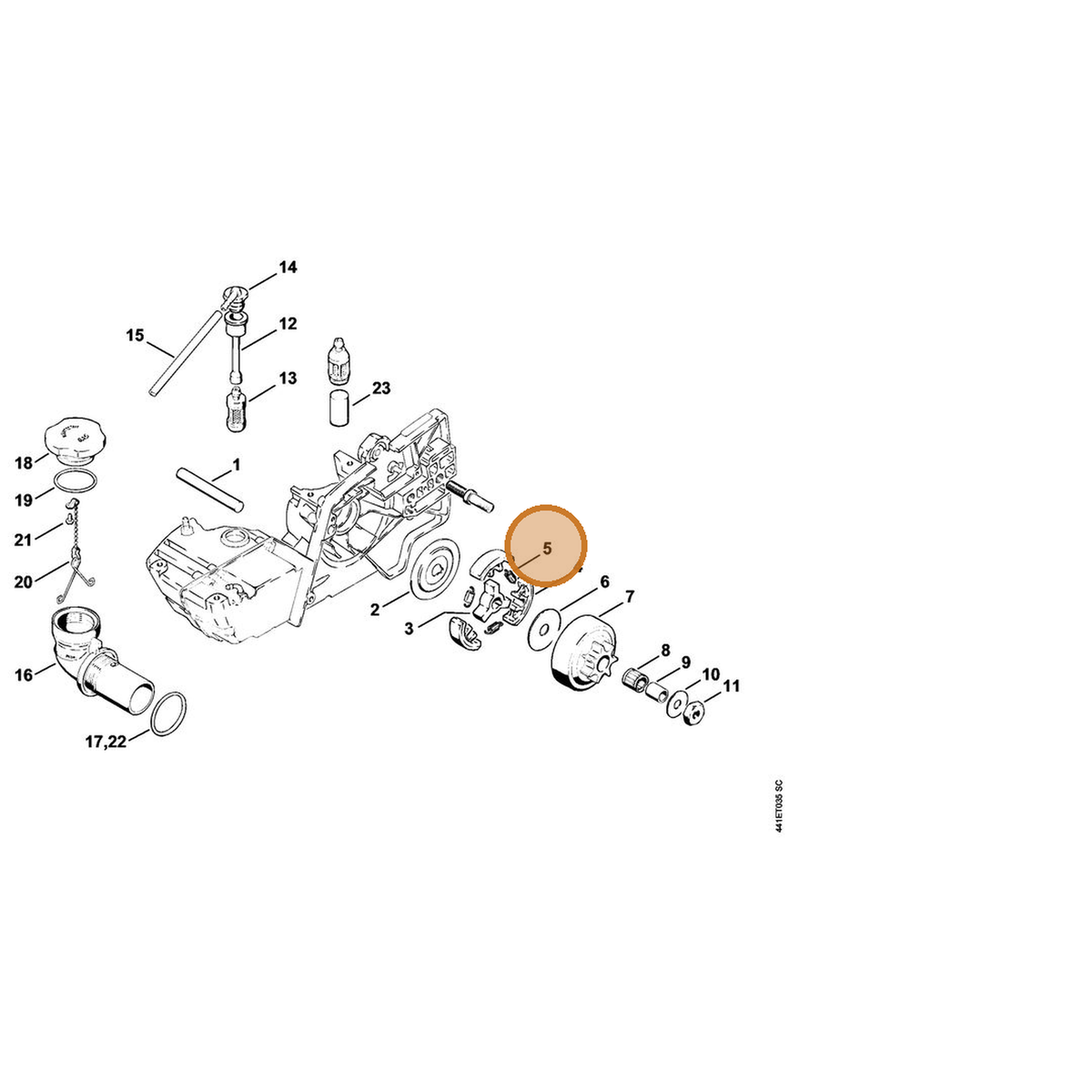 STIHL part 0000-997-6005 — IPL diagram snippet (6x zoom, amber highlight)