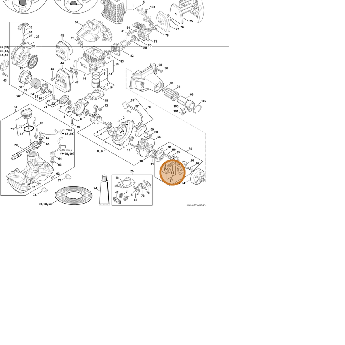 STIHL part 0000-997-6101 — IPL diagram snippet (6x zoom, amber highlight)