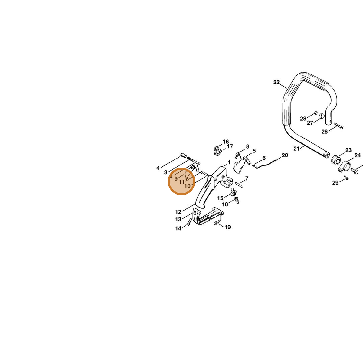 STIHL part 0000-998-0802 — IPL diagram snippet (6x zoom, amber highlight)