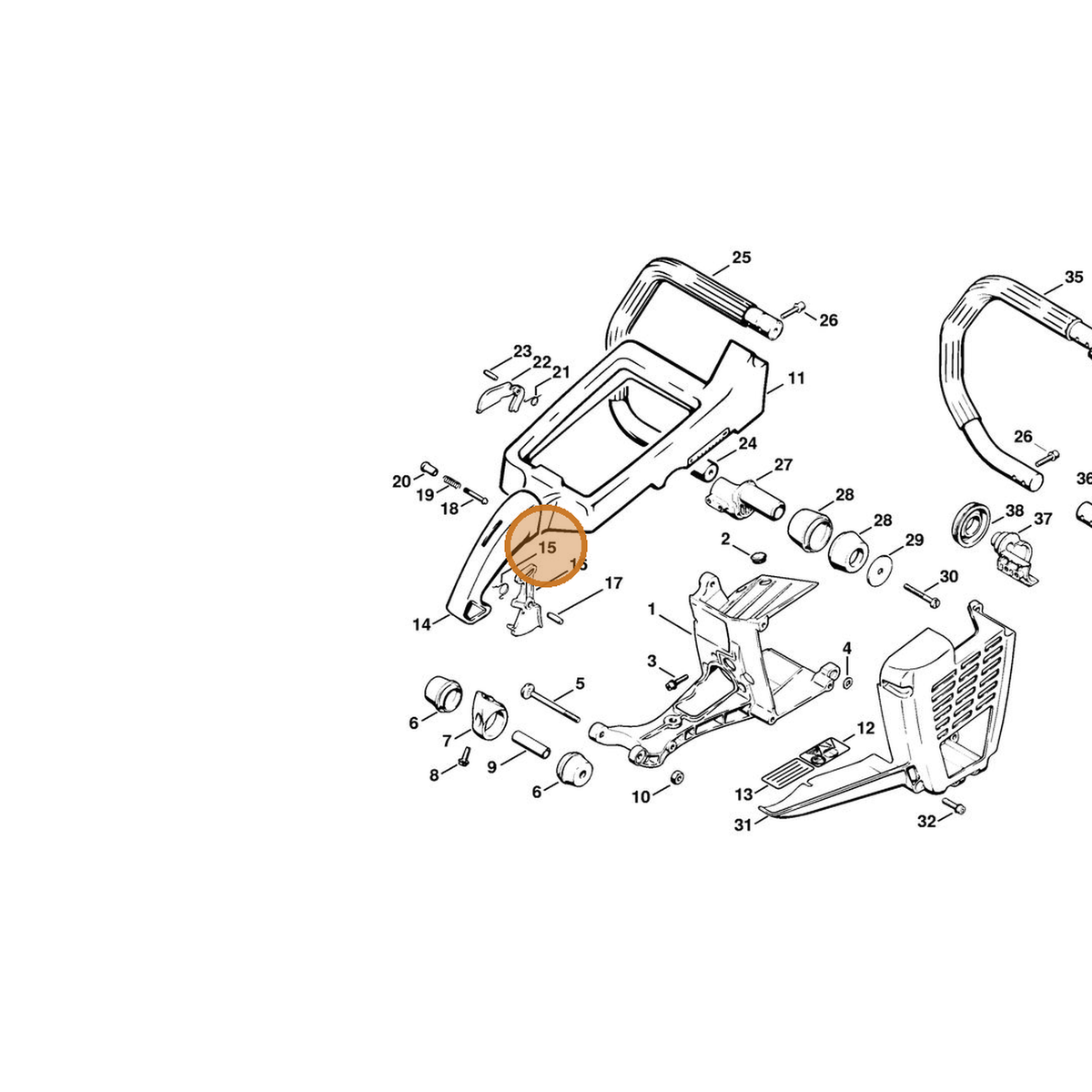 STIHL part 0000-998-1000 — IPL diagram snippet (6x zoom, amber highlight)