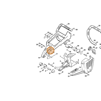 STIHL part 0000-998-1000 — IPL diagram snippet (6x zoom, amber highlight)