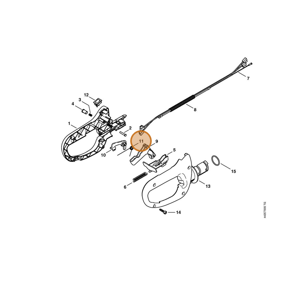 STIHL part 0000-998-1006 — IPL diagram snippet (6x zoom, amber highlight)