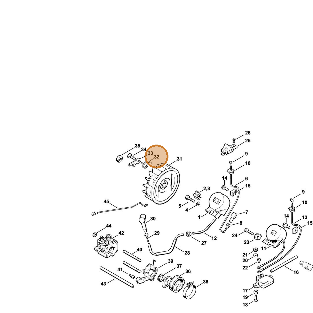 STIHL part 0000-998-1104 — IPL diagram snippet (6x zoom, amber highlight)