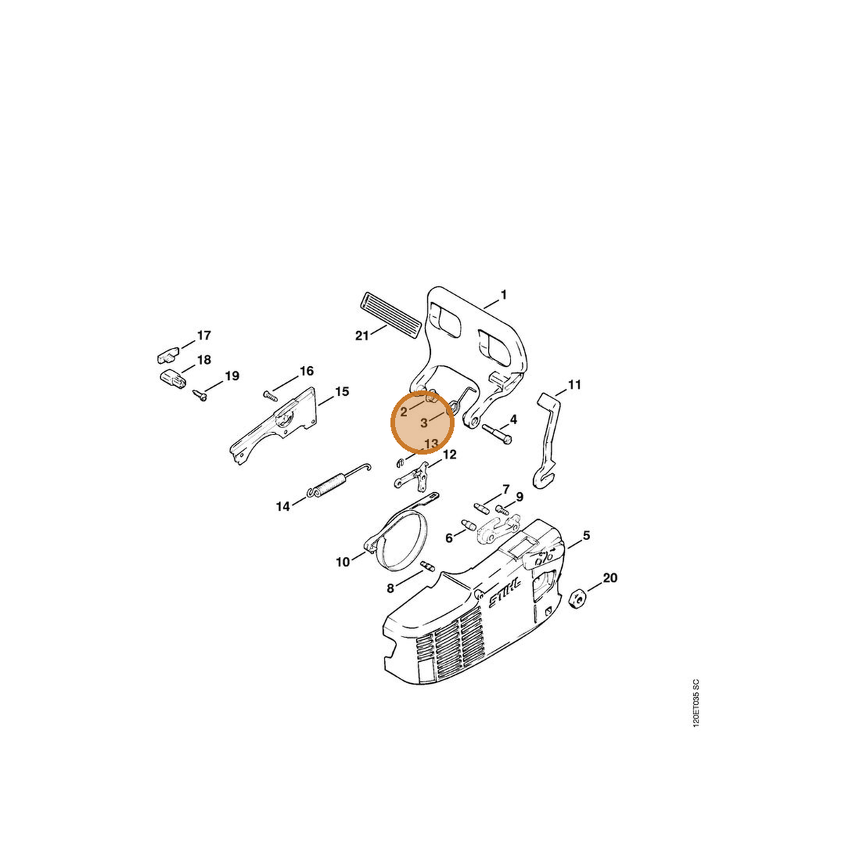 STIHL part 0000-998-1404 — IPL diagram snippet (6x zoom, amber highlight)