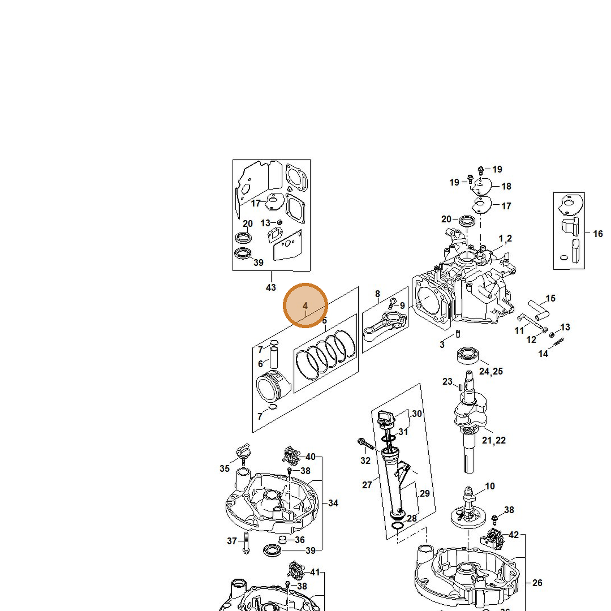 STIHL part 0002-007-1009 — IPL diagram snippet (6x zoom, amber highlight)