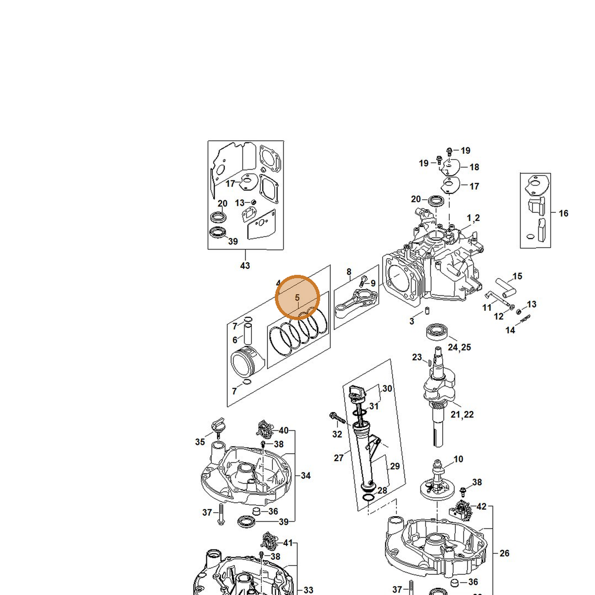 STIHL part 0002-007-1010 — IPL diagram snippet (6x zoom, amber highlight)