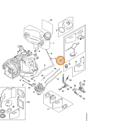 STIHL part 0002-007-1017 — IPL diagram snippet (6x zoom, amber highlight)