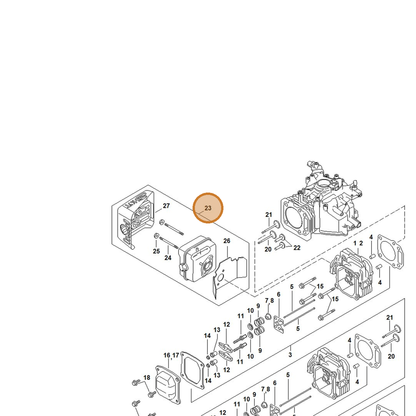 STIHL part 0002-007-1025 — IPL diagram snippet (6x zoom, amber highlight)