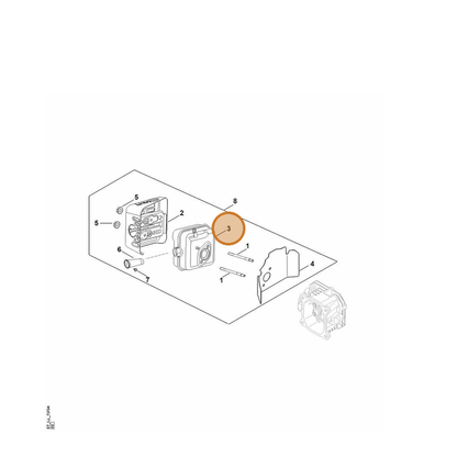 STIHL part 0002-007-1028 — IPL diagram snippet (6x zoom, amber highlight)
