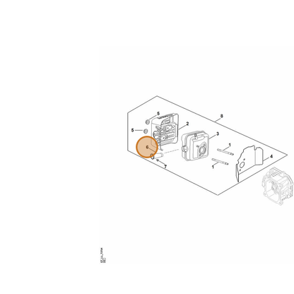STIHL part 0002-007-1029 — IPL diagram snippet (6x zoom, amber highlight)