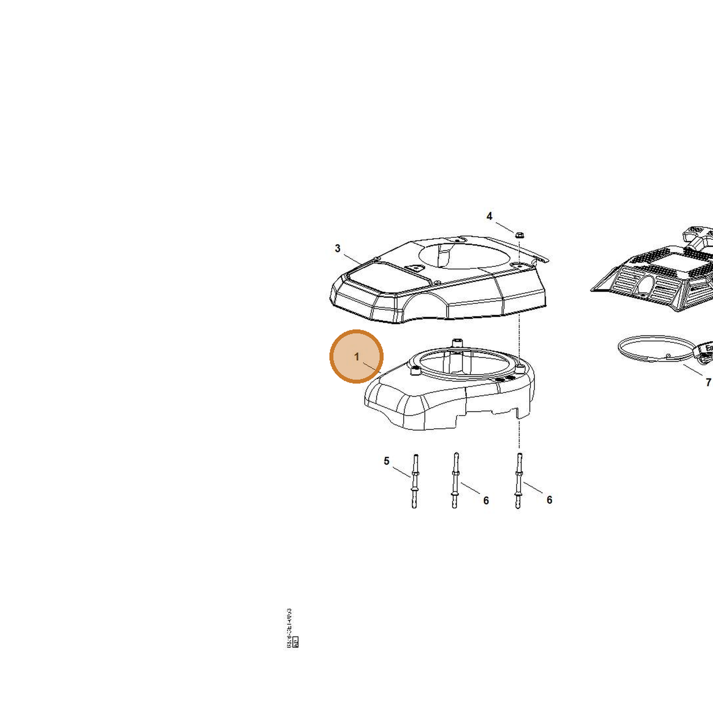 STIHL part 0002-007-1035 — IPL diagram snippet (6x zoom, amber highlight)