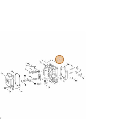 STIHL part 0002-007-1038 — IPL diagram snippet (6x zoom, amber highlight)