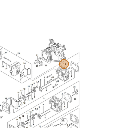 STIHL part 0002-020-0606 — IPL diagram snippet (6x zoom, amber highlight)