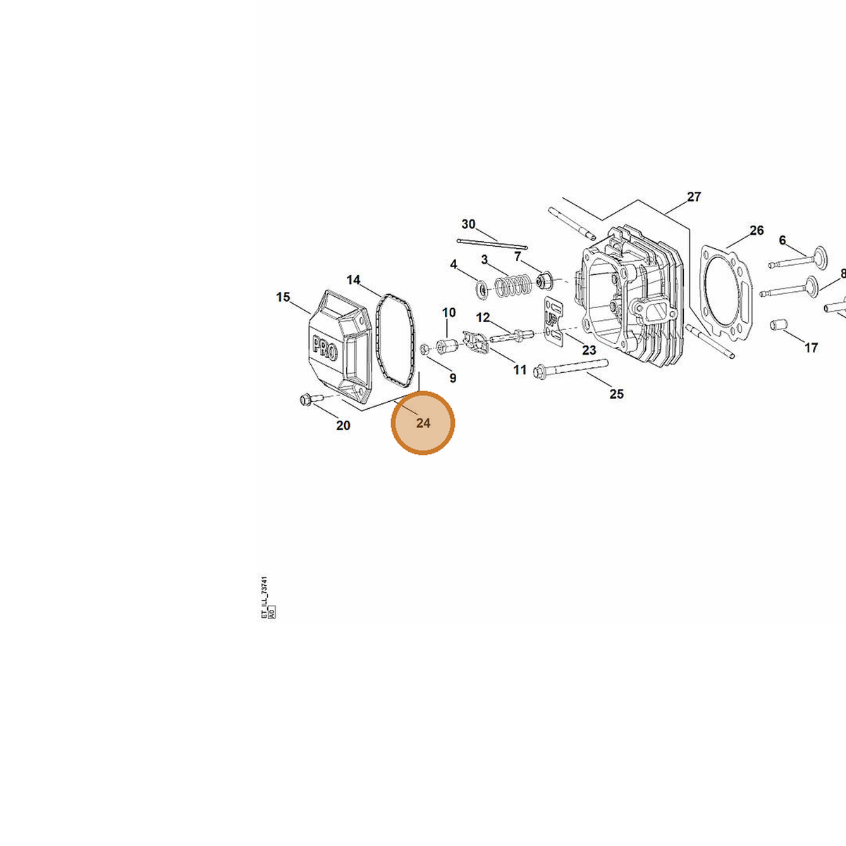 STIHL part 0002-020-1006 — IPL diagram snippet (6x zoom, amber highlight)