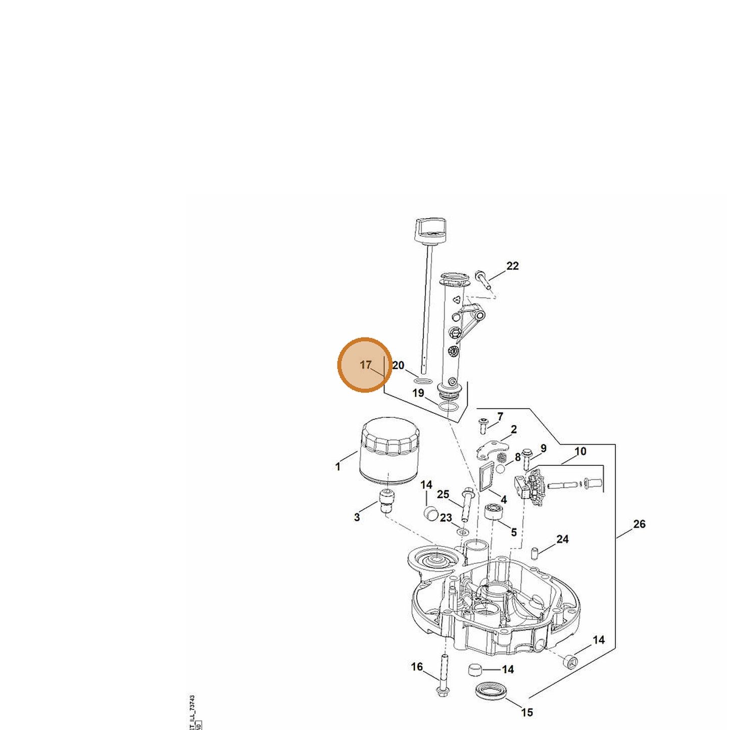 STIHL part 0002-020-4500 — IPL diagram snippet (6x zoom, amber highlight)