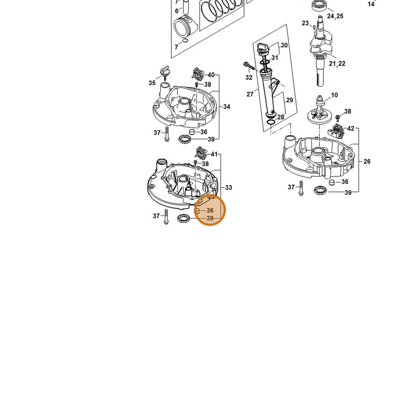STIHL part 0002-021-4800 — IPL diagram snippet (6x zoom, amber highlight)