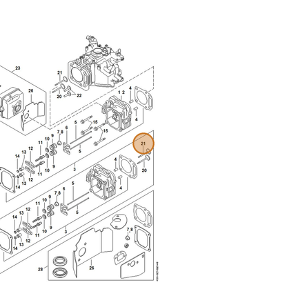 STIHL part 0002-025-1801 — IPL diagram snippet (6x zoom, amber highlight)