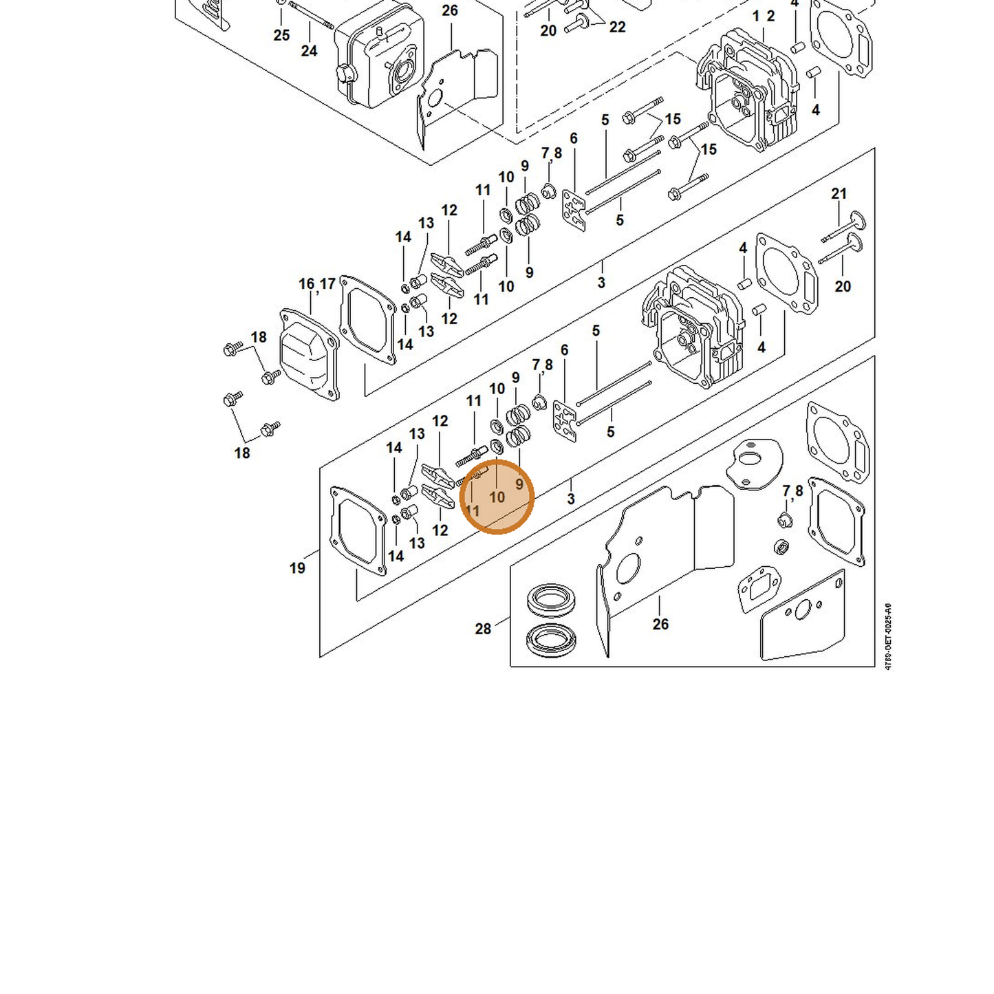 STIHL part 0002-025-3000 — IPL diagram snippet (6x zoom, amber highlight)