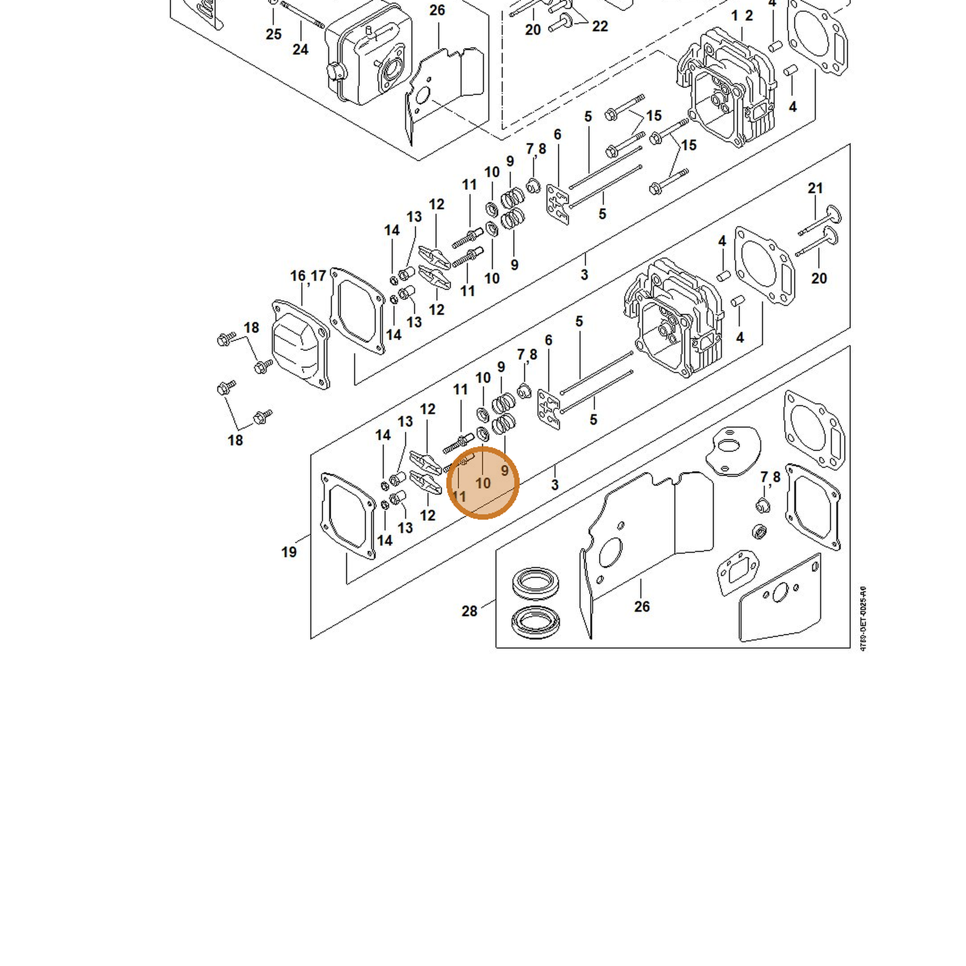 STIHL part 0002-025-3000 — IPL diagram snippet (6x zoom, amber highlight)