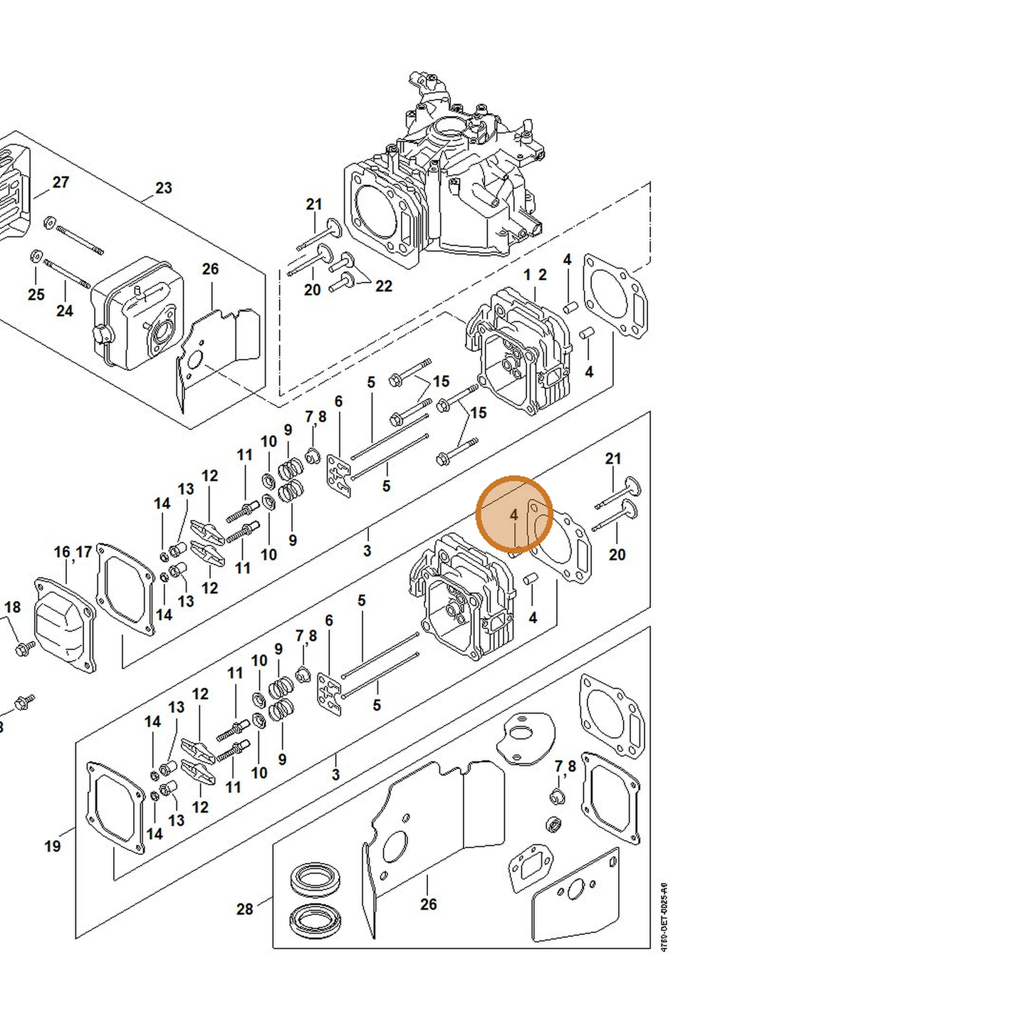 STIHL part 0002-028-1700 — IPL diagram snippet (6x zoom, amber highlight)