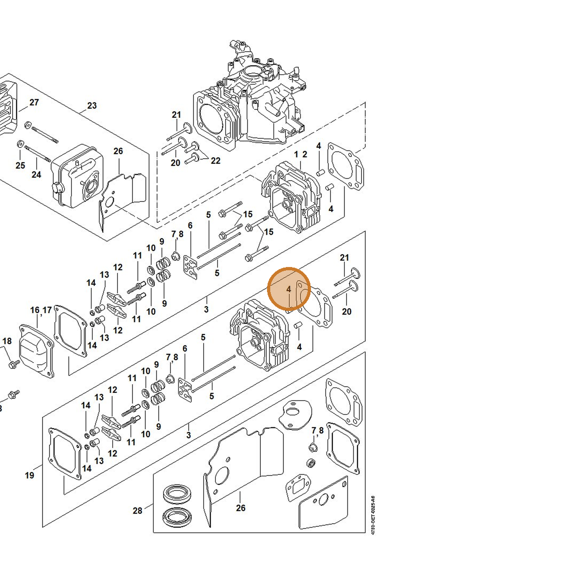 STIHL part 0002-028-1700 — IPL diagram snippet (6x zoom, amber highlight)