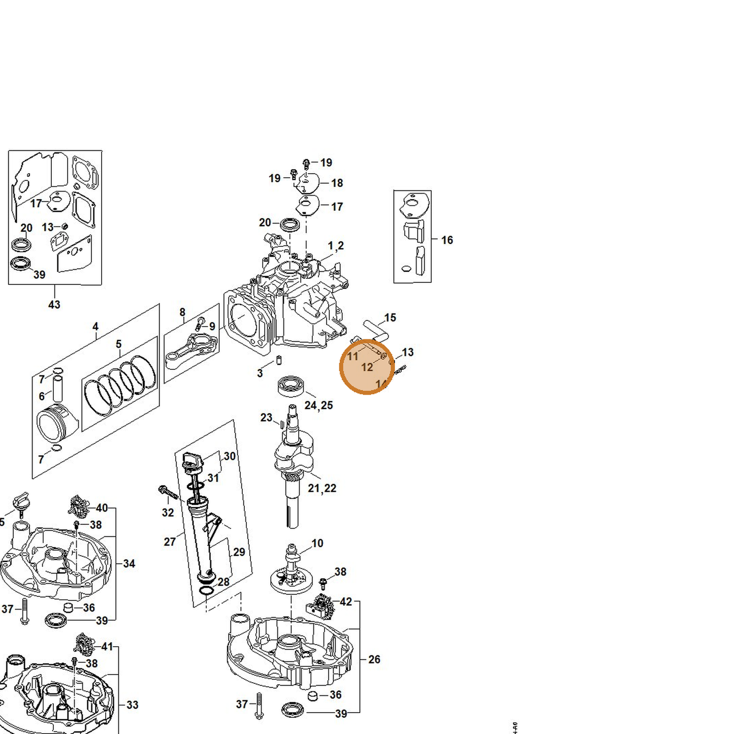 STIHL part 0002-036-0300 — IPL diagram snippet (6x zoom, amber highlight)