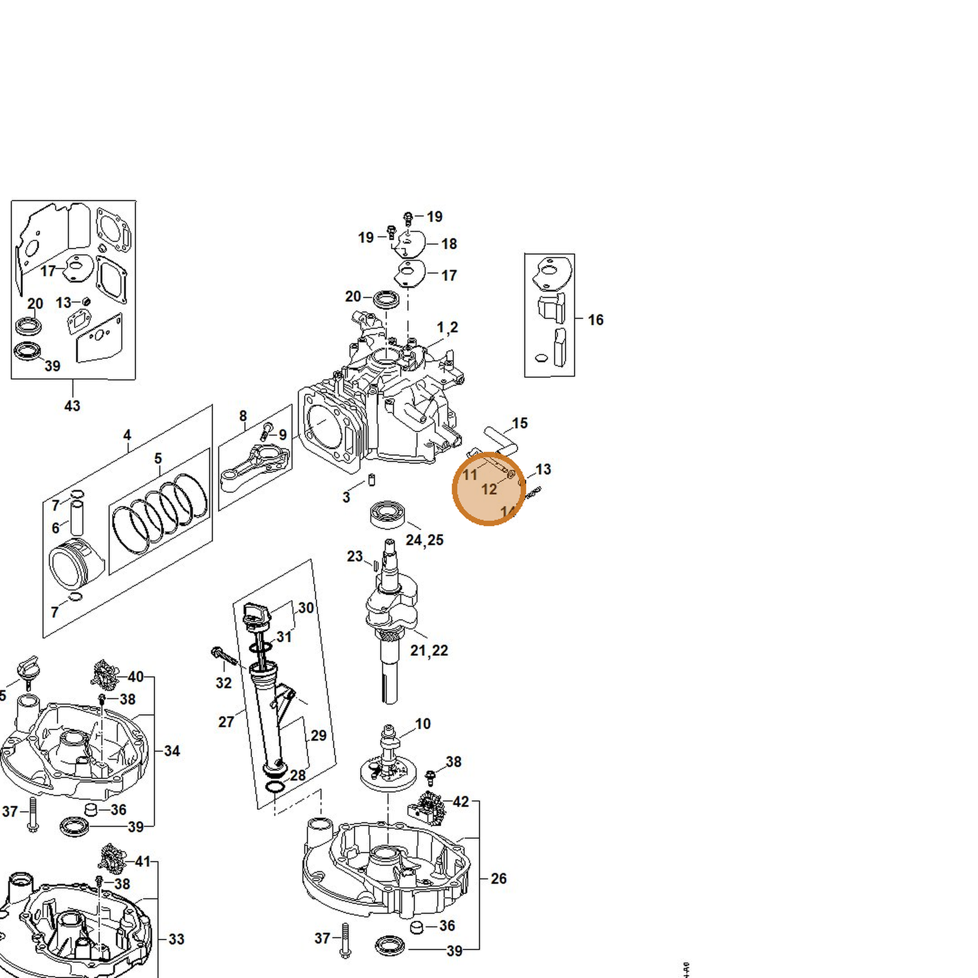 STIHL part 0002-036-0300 — IPL diagram snippet (6x zoom, amber highlight)