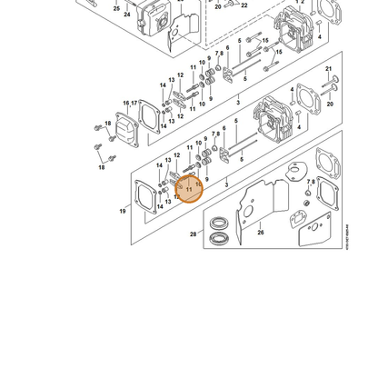 STIHL part 0002-038-0301 — IPL diagram snippet (6x zoom, amber highlight)