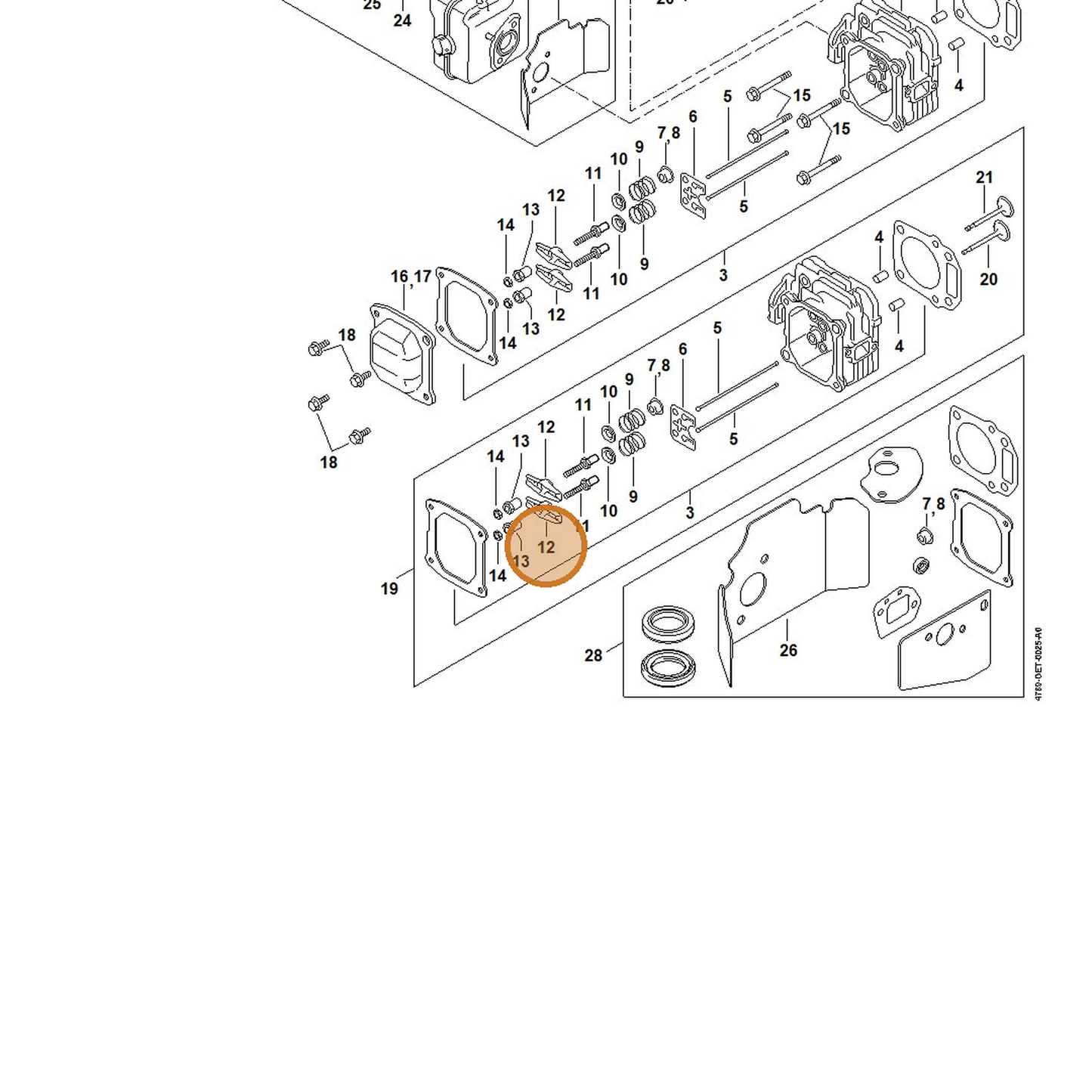 STIHL part 0002-038-1000 — IPL diagram snippet (6x zoom, amber highlight)