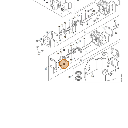 STIHL part 0002-038-1000 — IPL diagram snippet (6x zoom, amber highlight)