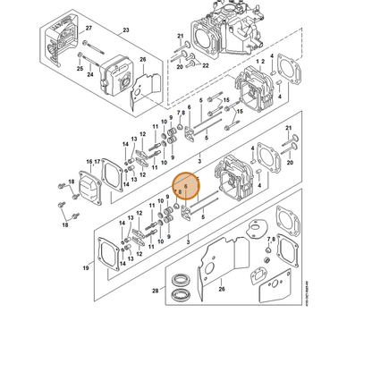 STIHL part 0002-038-2801 — IPL diagram snippet (6x zoom, amber highlight)