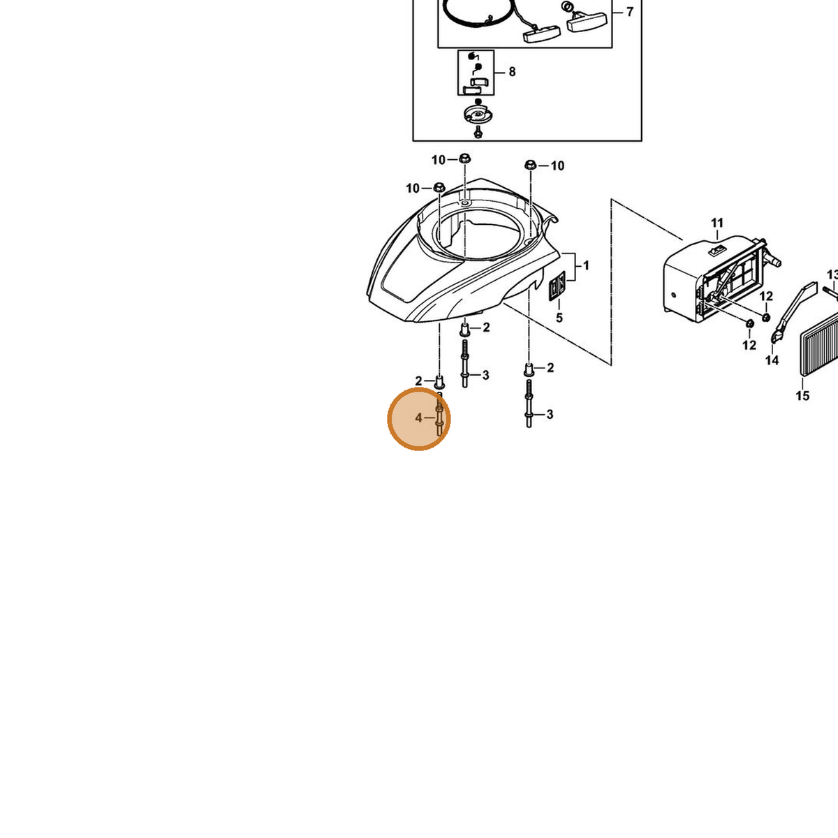 STIHL part 0002-082-0510 — IPL diagram snippet (6x zoom, amber highlight)