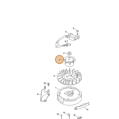 STIHL part 0002-086-2100 — IPL diagram snippet (6x zoom, amber highlight)